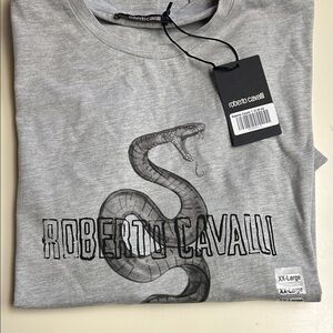 Roberto Cavalli Snake Graphic Gray Tee XXL
